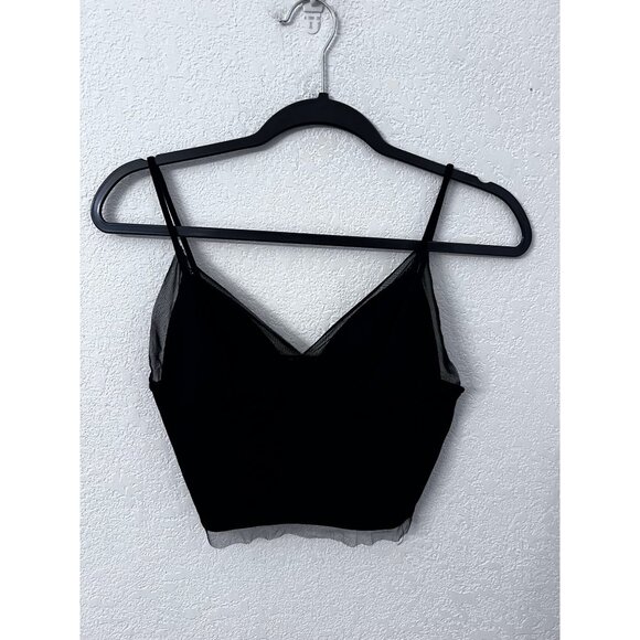 Silence + Noise Black Mesh Trim Bralette Top M - Picture 1 of 5